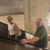 Me and Mike, using the subway escalators :)